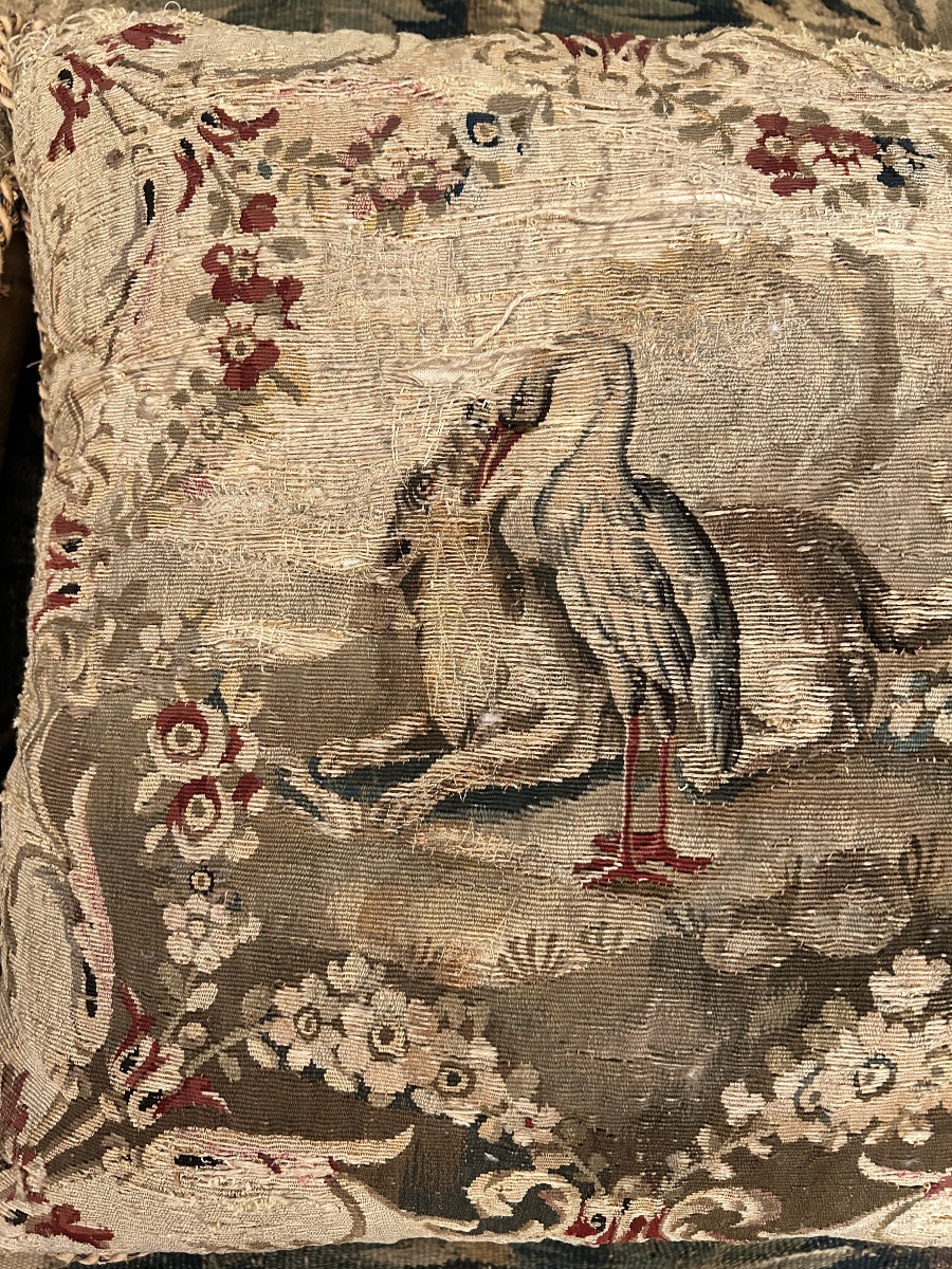 Pair Of Cushions From The Aubusson Workshop, 18th Century -photo-4