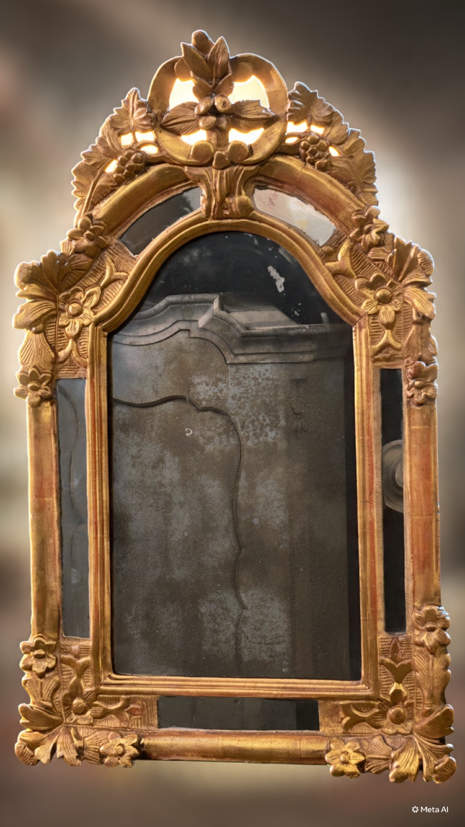 Regency-era Mirror With Gilded Wooden Frame 