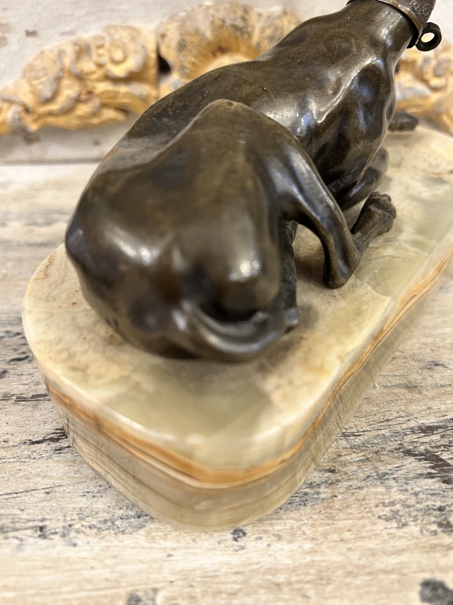 Bronze Sculpture “reclining Greyhound” -photo-4