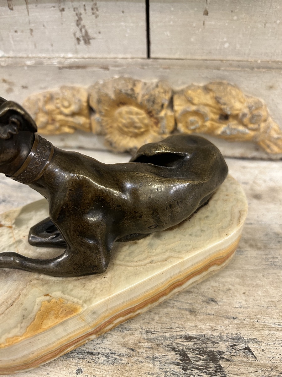 Bronze Sculpture “reclining Greyhound” -photo-6