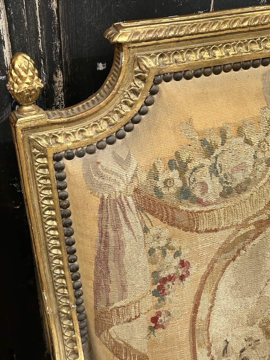Bergère en bois doré style Louis XVI -photo-3