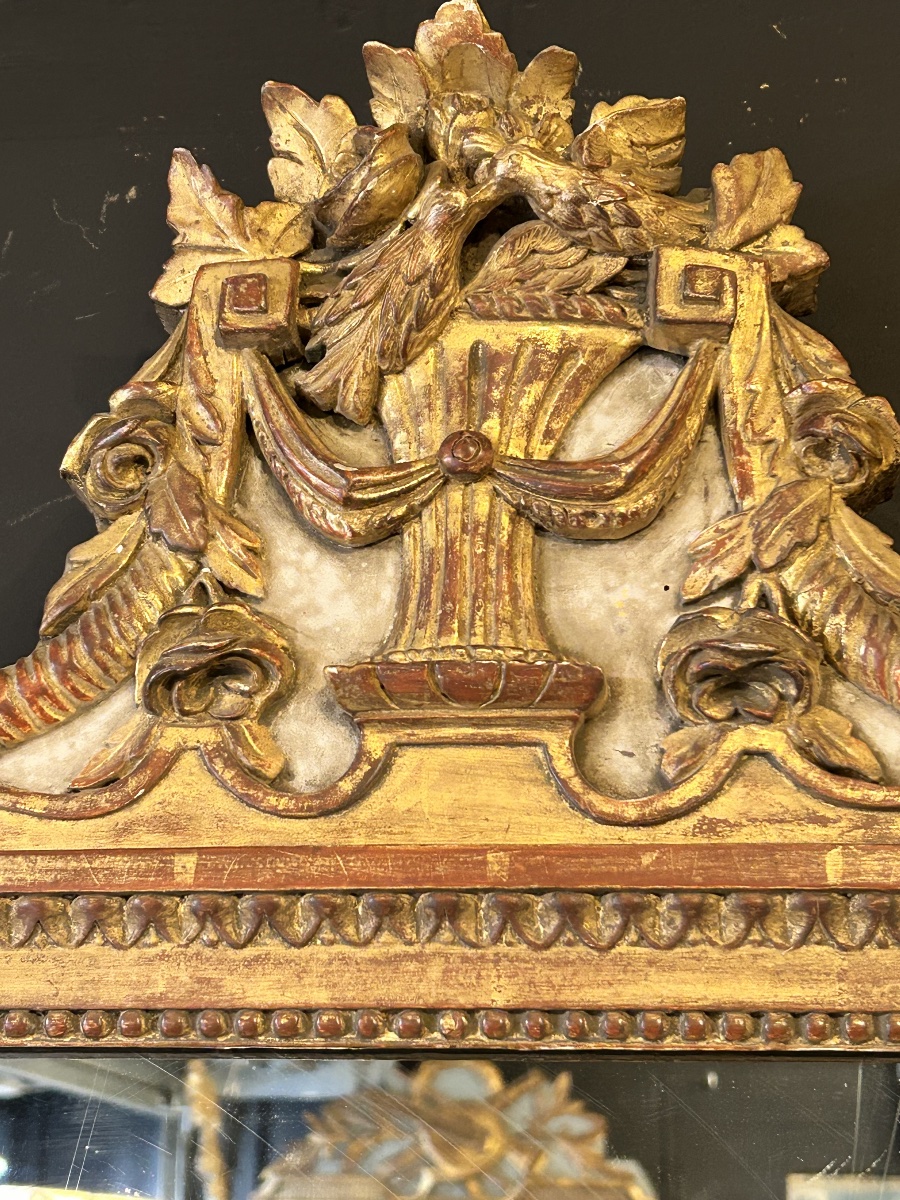 Miroir à fronton Louis XVI -photo-2