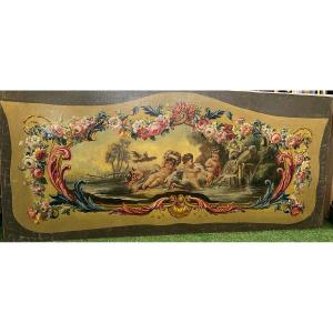 Large 19th Century Wallpaper Mounted On Panel 