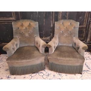 Pair Of Padded Armchairs 