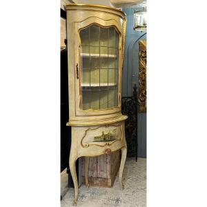 Encoigure Vitrine Peinte Italienne 