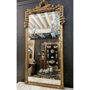 Grand miroir Louis XVI en bois doré époque XVIII siècle 