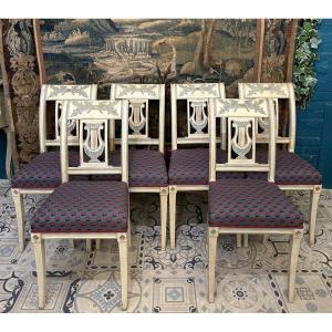 Suite de 6 chaises dossier Lyre