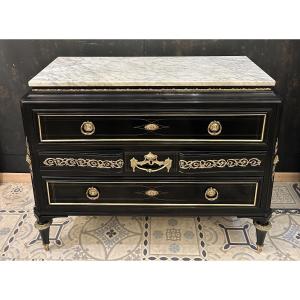 Louis XVI Style Chest Of Drawers In Blackened Wood 