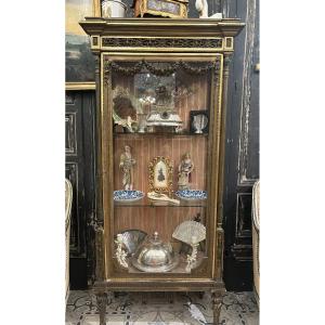 Louis XVI Display Case In Gilded Wood 