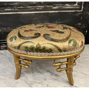 Tabouret de pied en bambou doré 