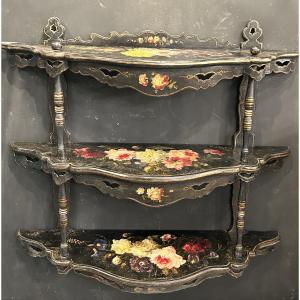 Napoleon III Wall Shelf In Lacquered Wood With Painted Decoration 
