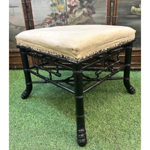 Tabouret bambou bois noirci Napoléon III
