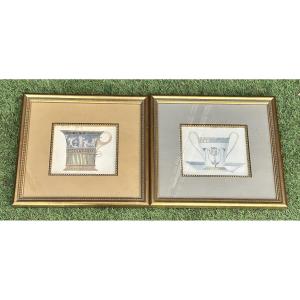 Paire de gouache Projet de porcelaine 