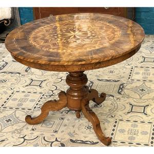 Charles X Style Pedestal Table, 19th Century 
