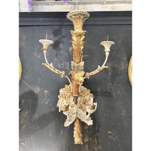 19th-century Wooden Candle Holder Wall Sconce 