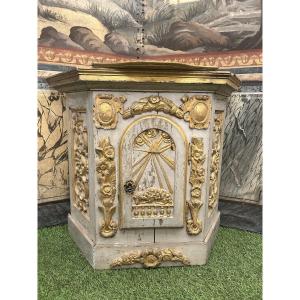 Polychrome Wooden Altar Tabernacle From The Late 17th Century