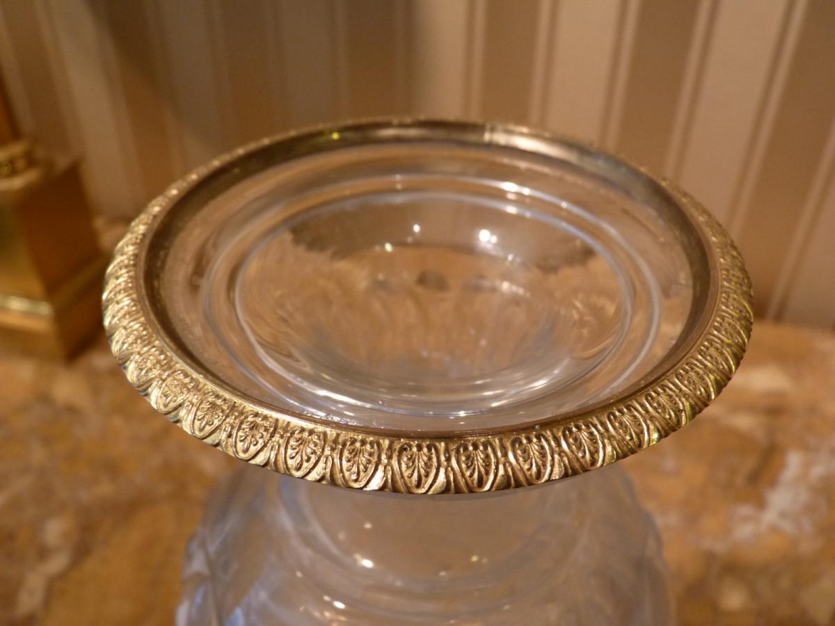 Vase En Cristal De Baccarat, Monture En Bronze Doré, époque Charles X-photo-4