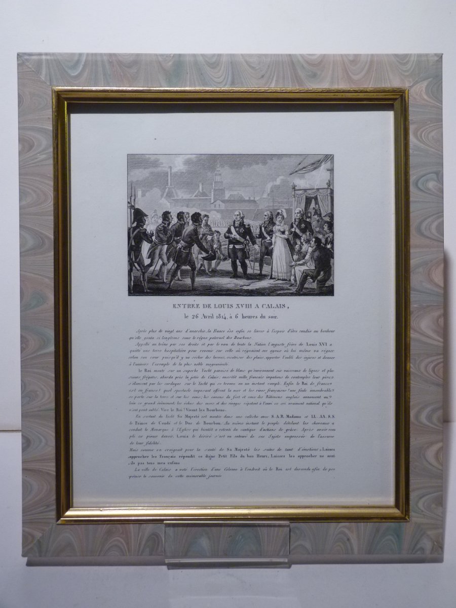 Paire de Gravures Royalistes, Louis XVIII & le Duc de Berry, Epoque Restauration-photo-2