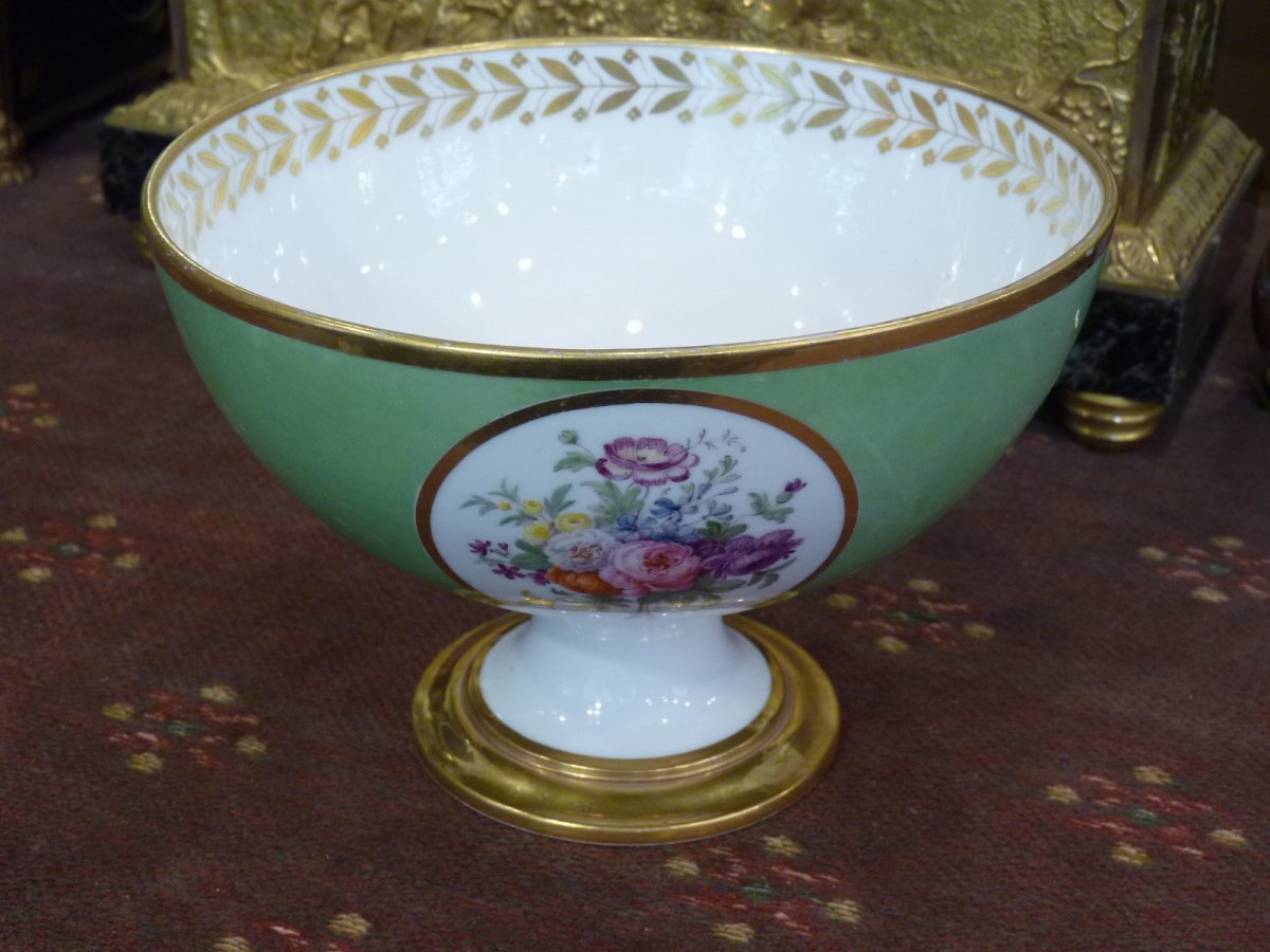 Sevres, Porcelain Cup, Floral Decor, Empire Period-photo-2