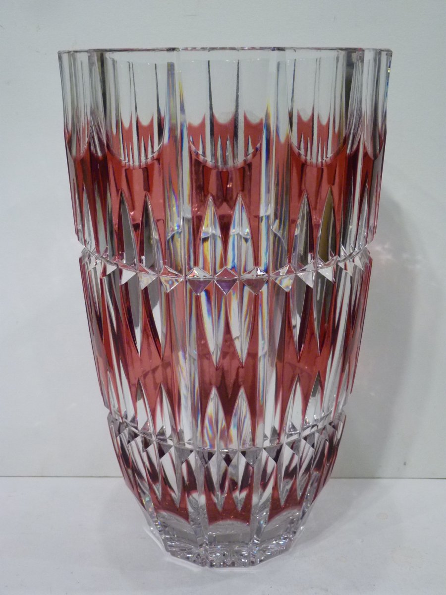 Large Vase, Red Overlay Crystal, 20th Century-photo-4