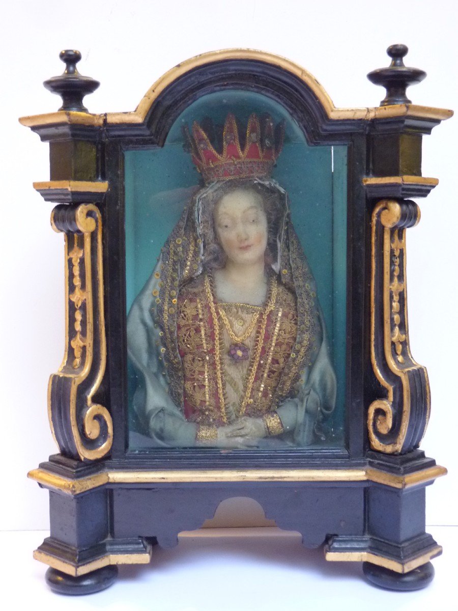 Vierge de Gloire, Statuette en Cire, 18e Siècle -photo-2