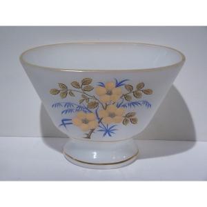 Opaline Vase, Floral Decor, 19th Century