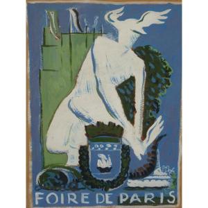 Projet d'Affiche pour la Foire de Paris, Gouache, Vers 1930-1940