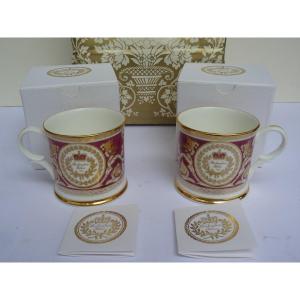 Pair Of Buckingham Palace Tea Cups, English Porcelain