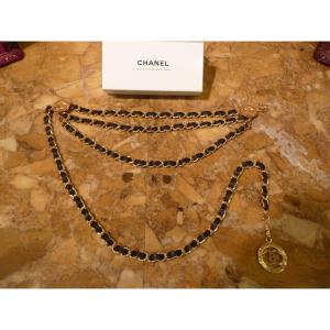 Chanel, Golden Chain And Leather Belt, Circa 1980