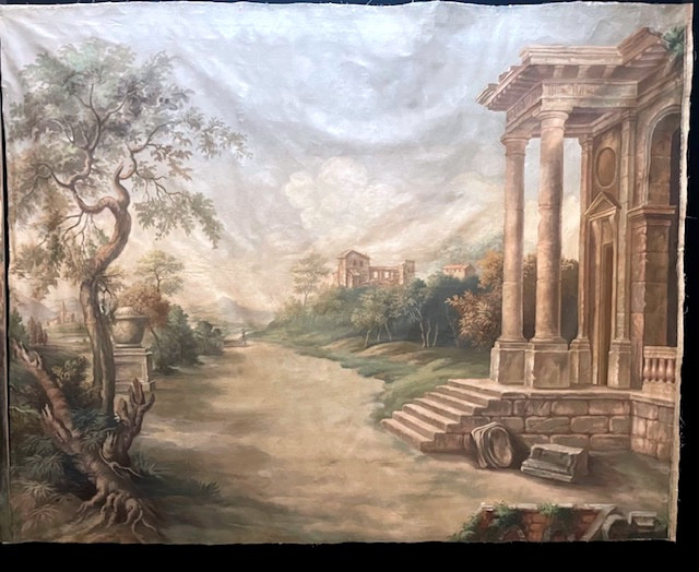 ensemble de 3 toiles peintes fin du 18 eme-photo-2