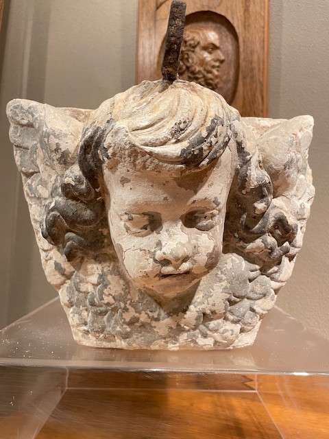 Pair Of Stone Angel Heads