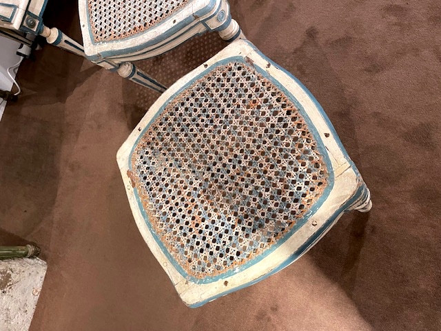 rare ensemble de deux banquettes et quatre tabourets laqués epoque LOUIS XVI TURIN-photo-5