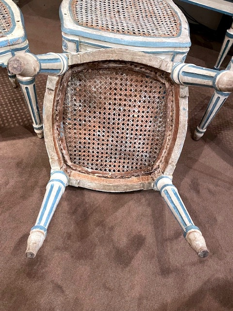 rare ensemble de deux banquettes et quatre tabourets laqués epoque LOUIS XVI TURIN-photo-6