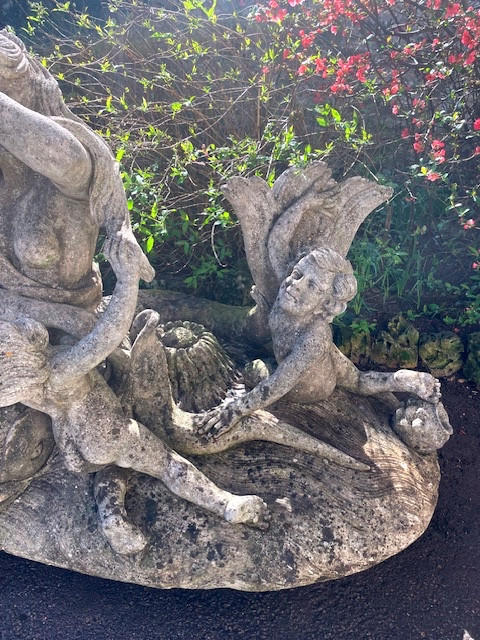 important centre de bassin en pierre reconstituée italie 1950-photo-2