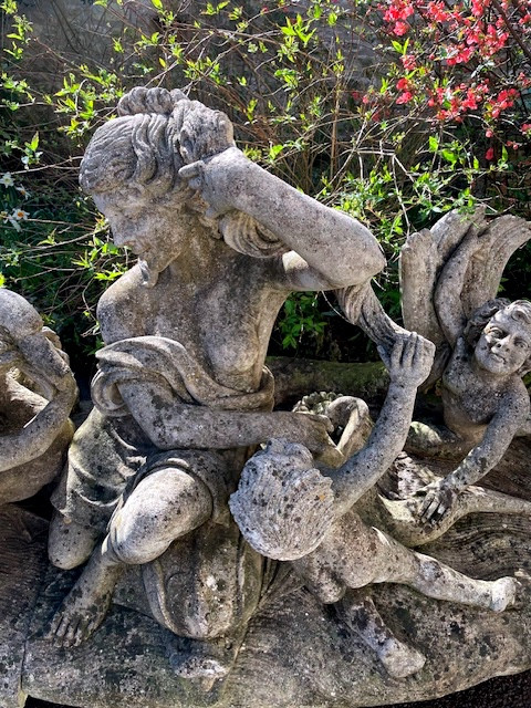 important centre de bassin en pierre reconstituée italie 1950-photo-3