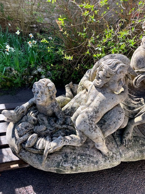 important centre de bassin en pierre reconstituée italie 1950-photo-4