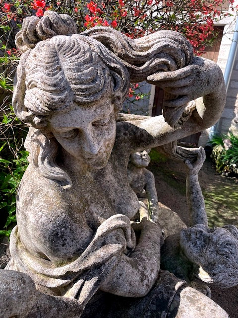 important centre de bassin en pierre reconstituée italie 1950-photo-2