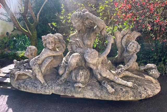 important centre de bassin en pierre reconstituée italie 1950