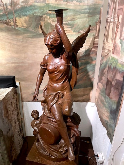 paire de torcheres monumentales en fonte patinée-photo-1