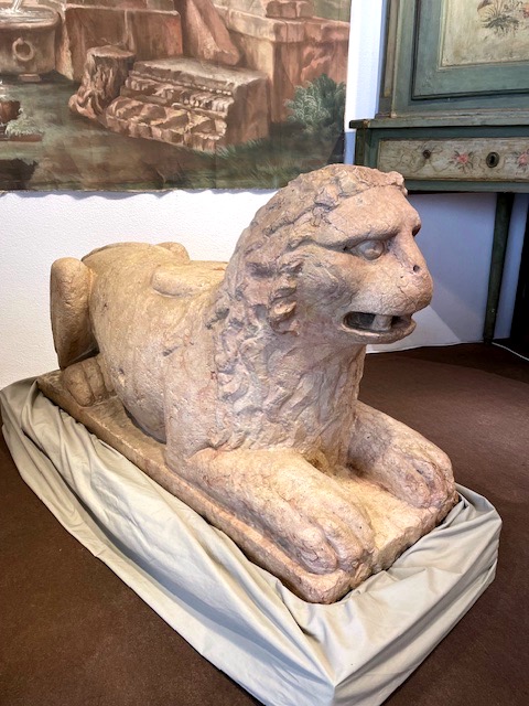 Pair Of Stylophore Marble Lions Late 12th, Early 13th Century-photo-3