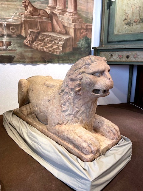 Pair Of Stylophore Marble Lions Late 12th, Early 13th Century-photo-2