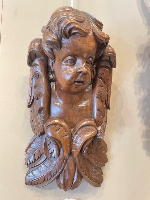 paire de tetes de putti en noyer sculpté TURIN,xvii eme siècle-photo-3