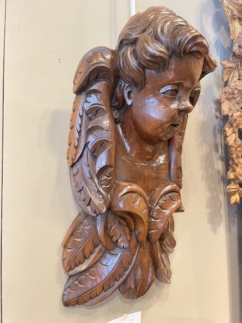paire de tetes de putti en noyer sculpté TURIN,xvii eme siècle-photo-4