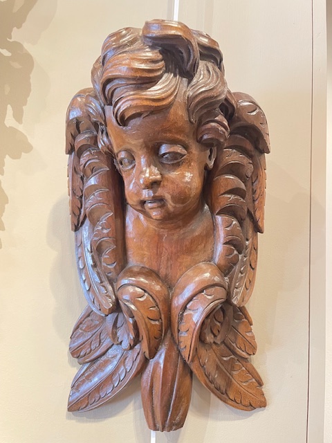 paire de tetes de putti en noyer sculpté TURIN,xvii eme siècle-photo-2