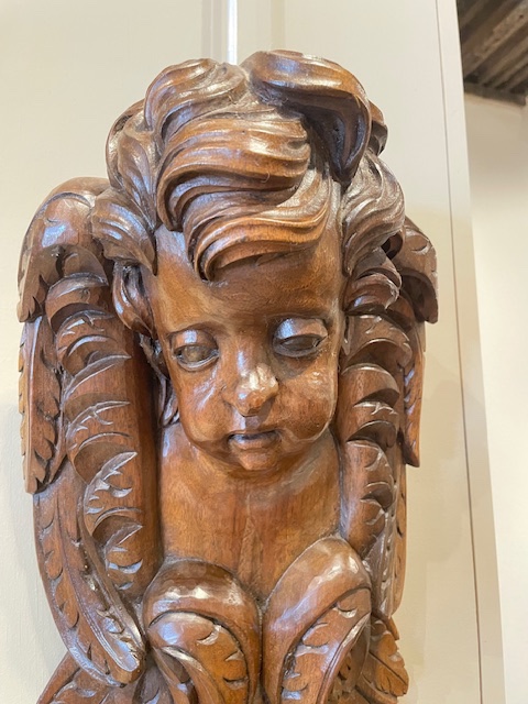 paire de tetes de putti en noyer sculpté TURIN,xvii eme siècle-photo-3