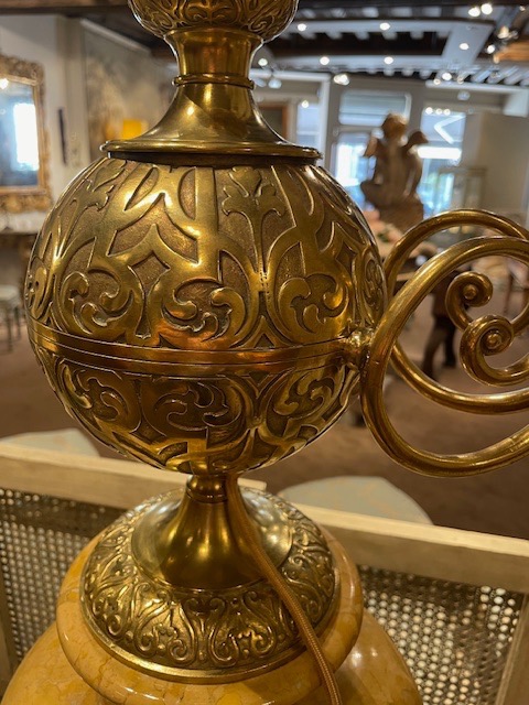 paire monumentale de lampes en bronze doré et marbre de Sienne , Lerolle Frères,Paris,1867-photo-5