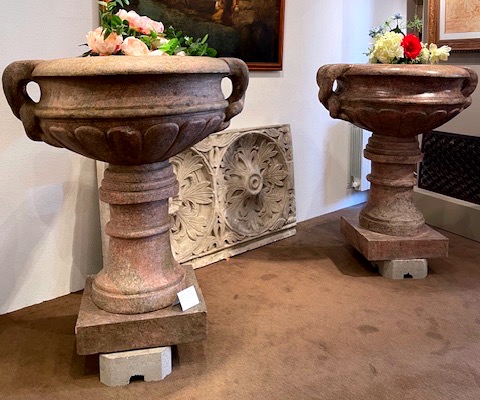 Pair Of Royal Red Granite Planters, Italy, Circa 1810