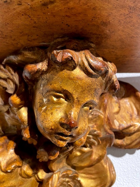 console murale en bois sculpté et doré fin du 17 eme -photo-4