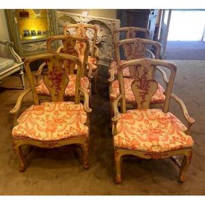 suite de six chaises de salon venitien