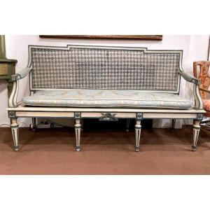 rare ensemble de deux banquettes et quatre tabourets laqués epoque LOUIS XVI TURIN